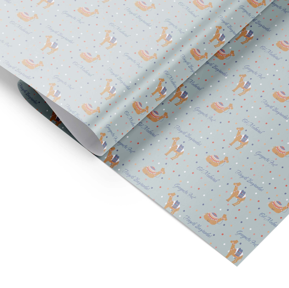 5 Bögen Geschenkpapier “Kamele pastell”