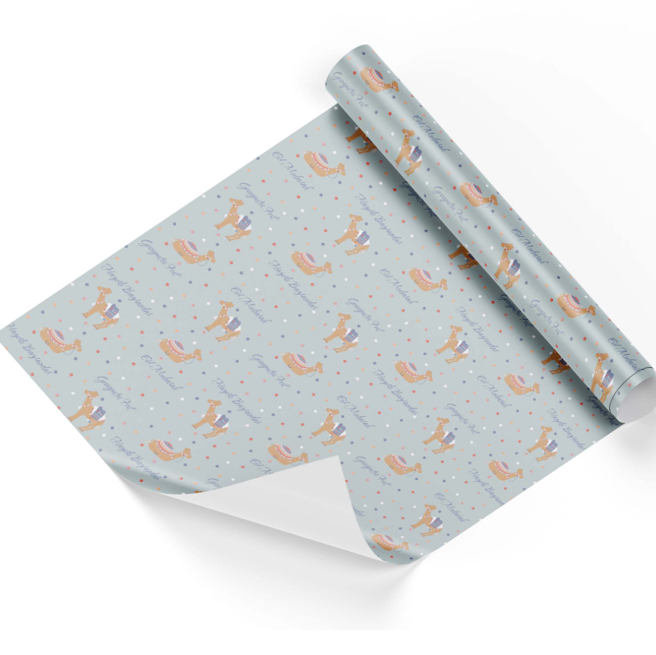 5 Bögen Geschenkpapier “Kamele pastell”