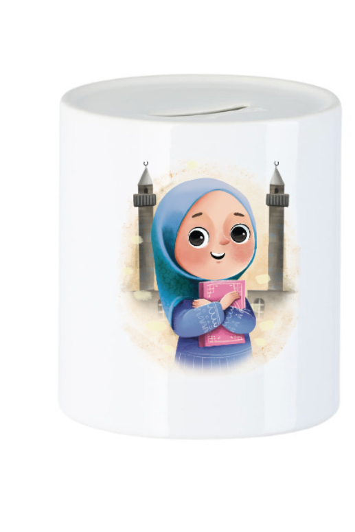 Spardose Mädchen vor der Moschee / Regenbogen