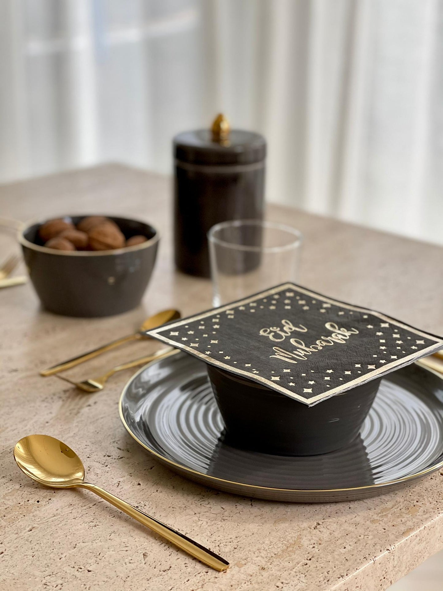 Servietten Eid Mubarak Schwarz & Gold