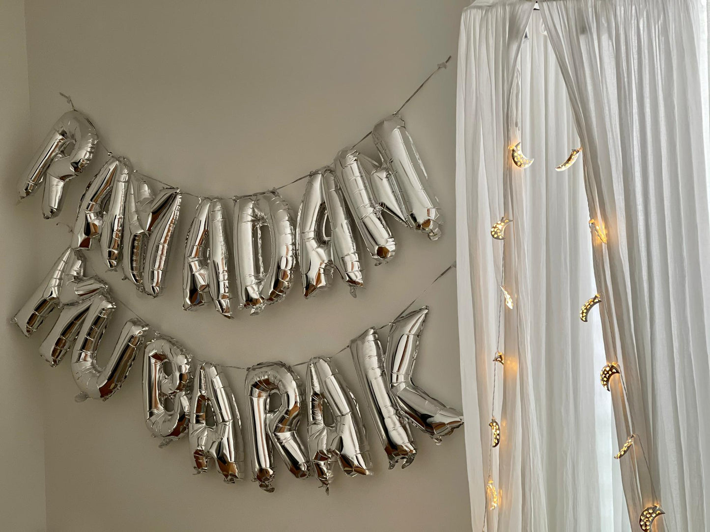 Ramadan Ballon Banner-Set Silber & Gold