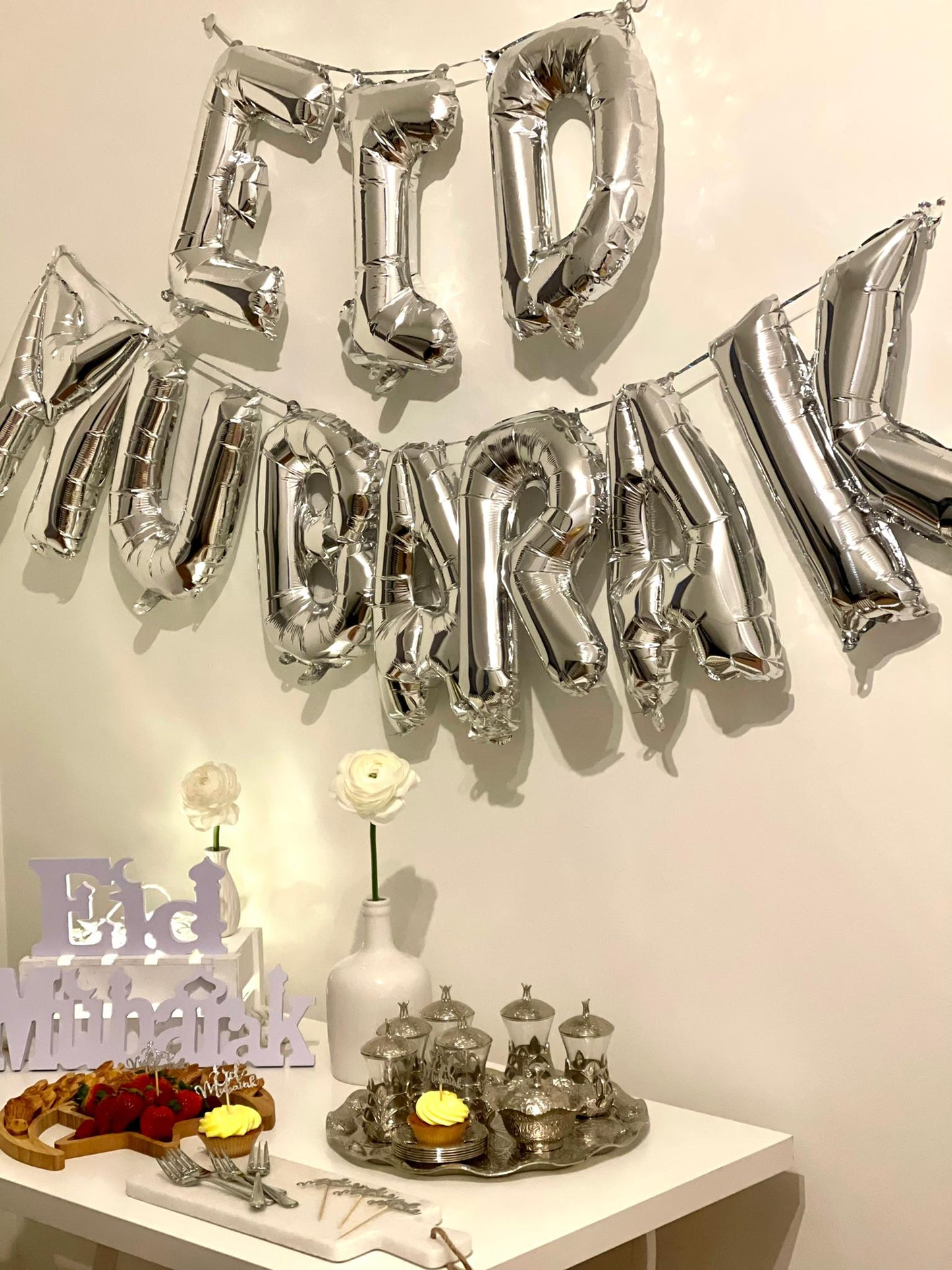 Eid Mubarak Ballon Banner-Set Silber / Gold