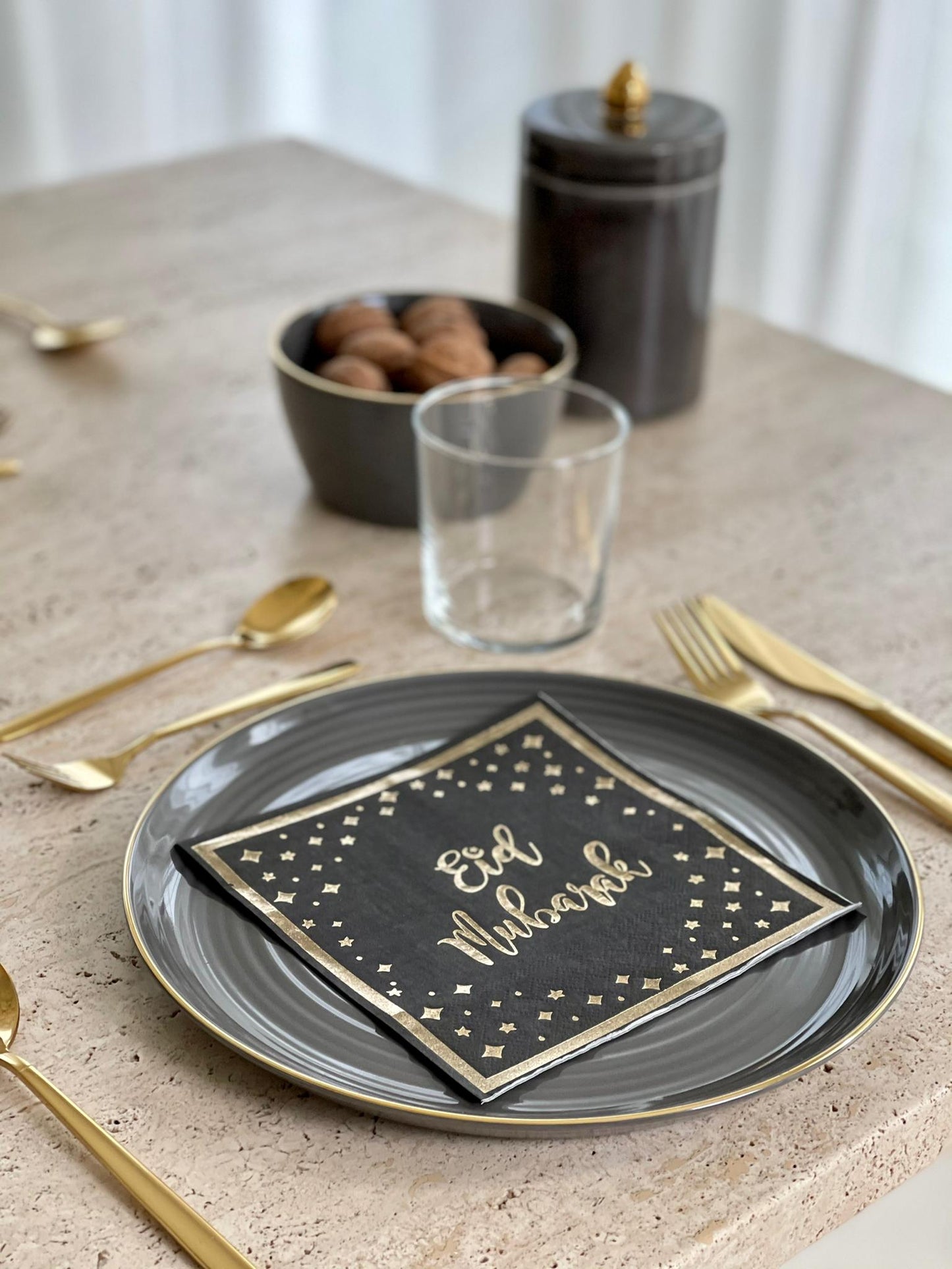 Servietten Eid Mubarak Schwarz & Gold