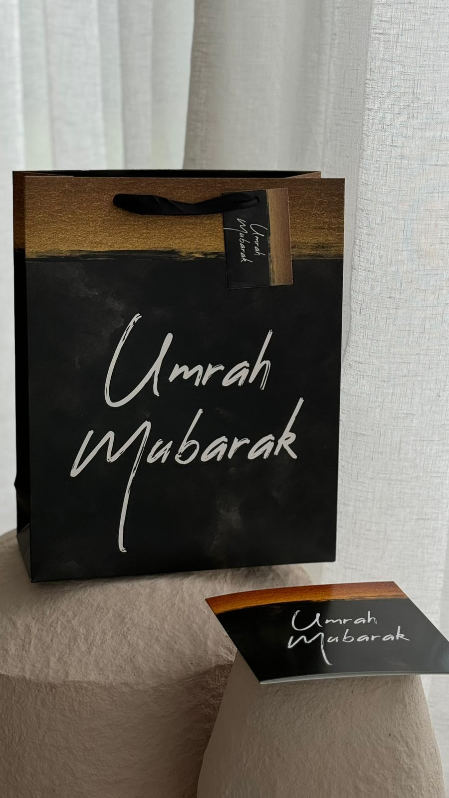 Umrah Mubarak Grusskarte schwarz
