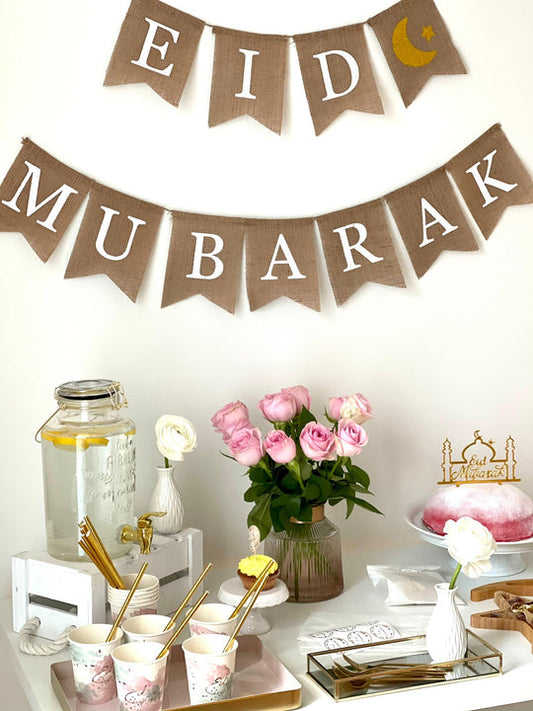 Ausverkauf - Leinen Girlande Eid Mubarak