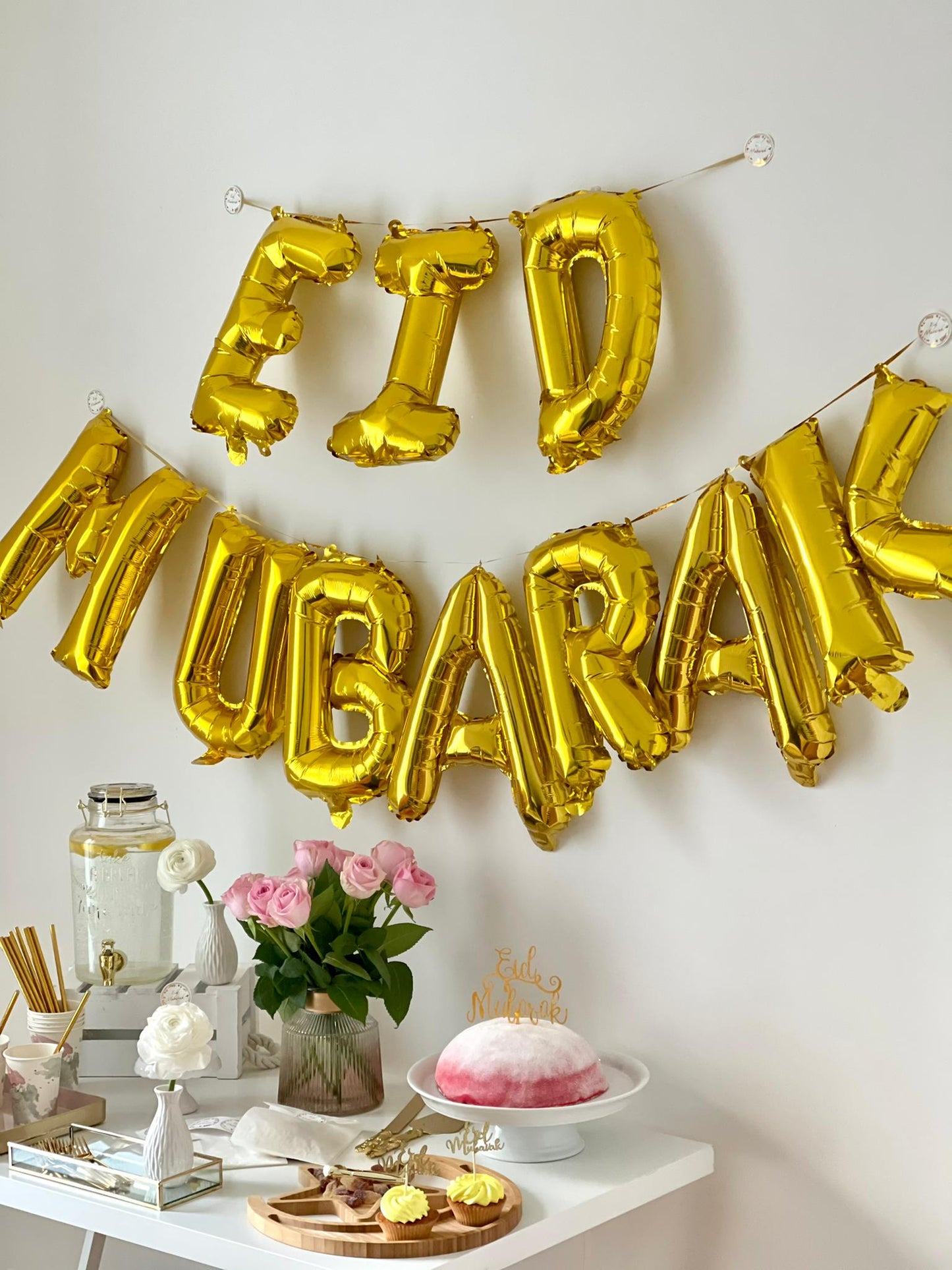 Eid Mubarak Ballon Banner-Set Silber / Gold