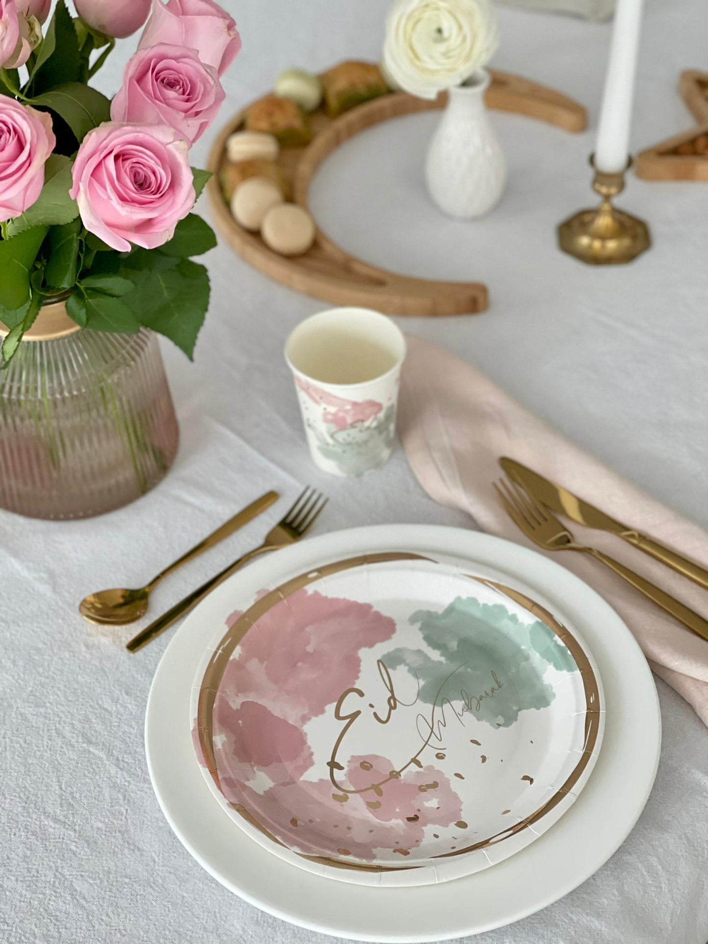 SET - Eid Mubarak Pastell Teller & Becher 10 St.